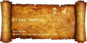 Krieg Ambrus névjegykártya